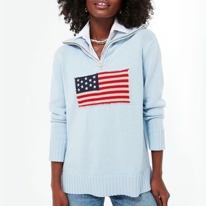 Tuckernuck slate blue quarter zip Americana flag size XS